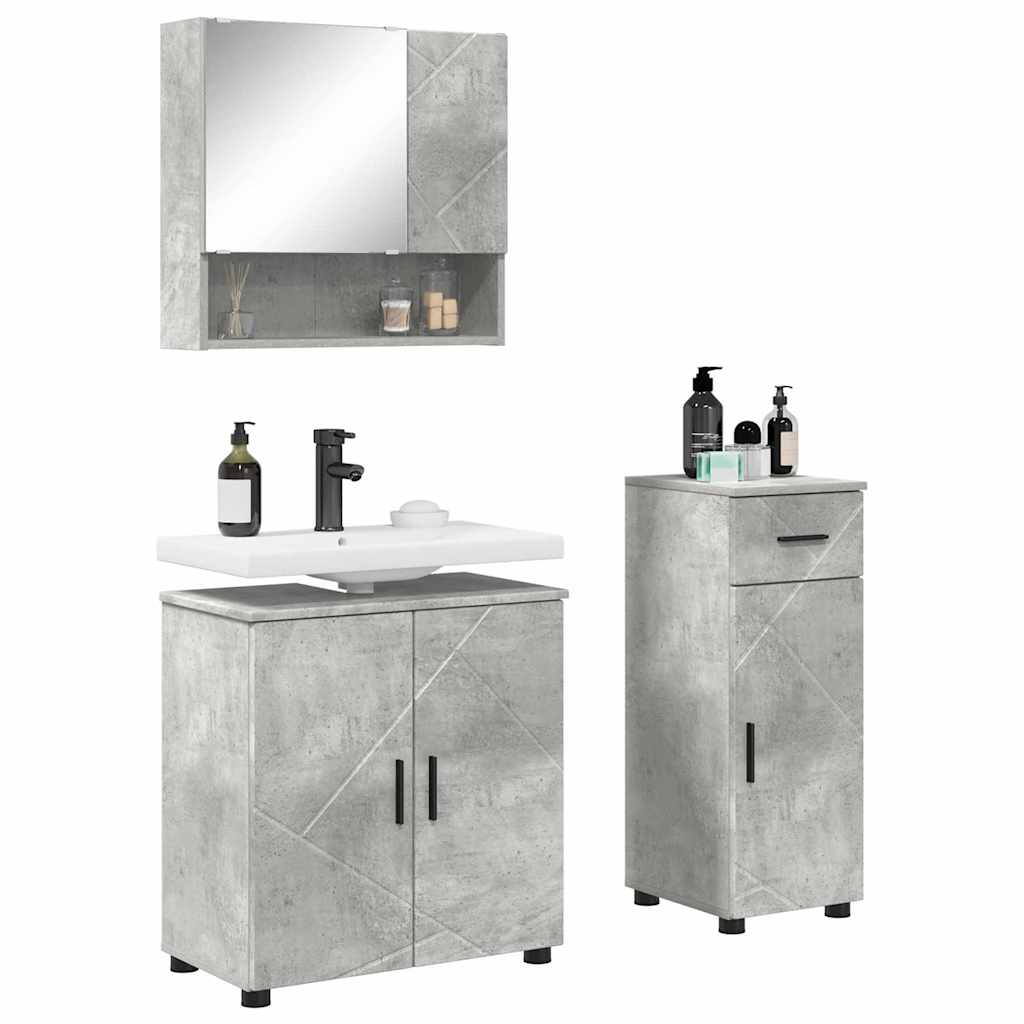 Badezimmermöbel-Set mit Tür 3 pcs Weiß Holzwerkstoff & Metall