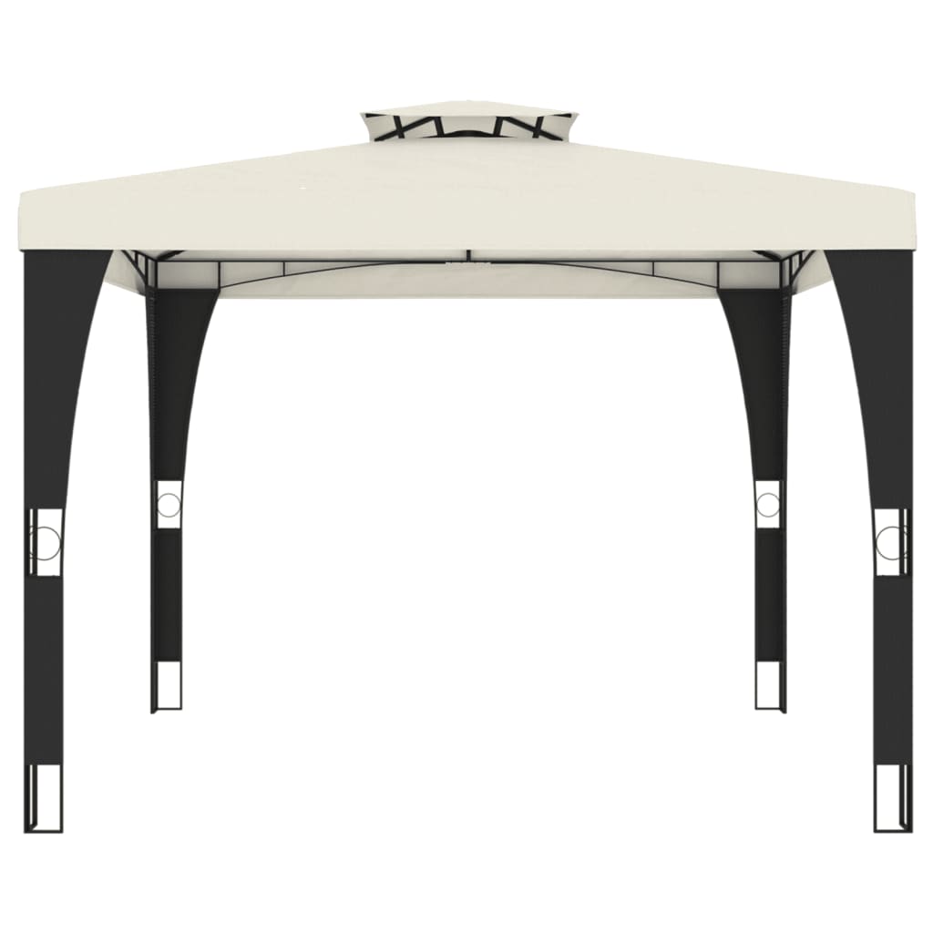 Pavillon mit Doppeldach Creme 3,98x2,98 m Stahl