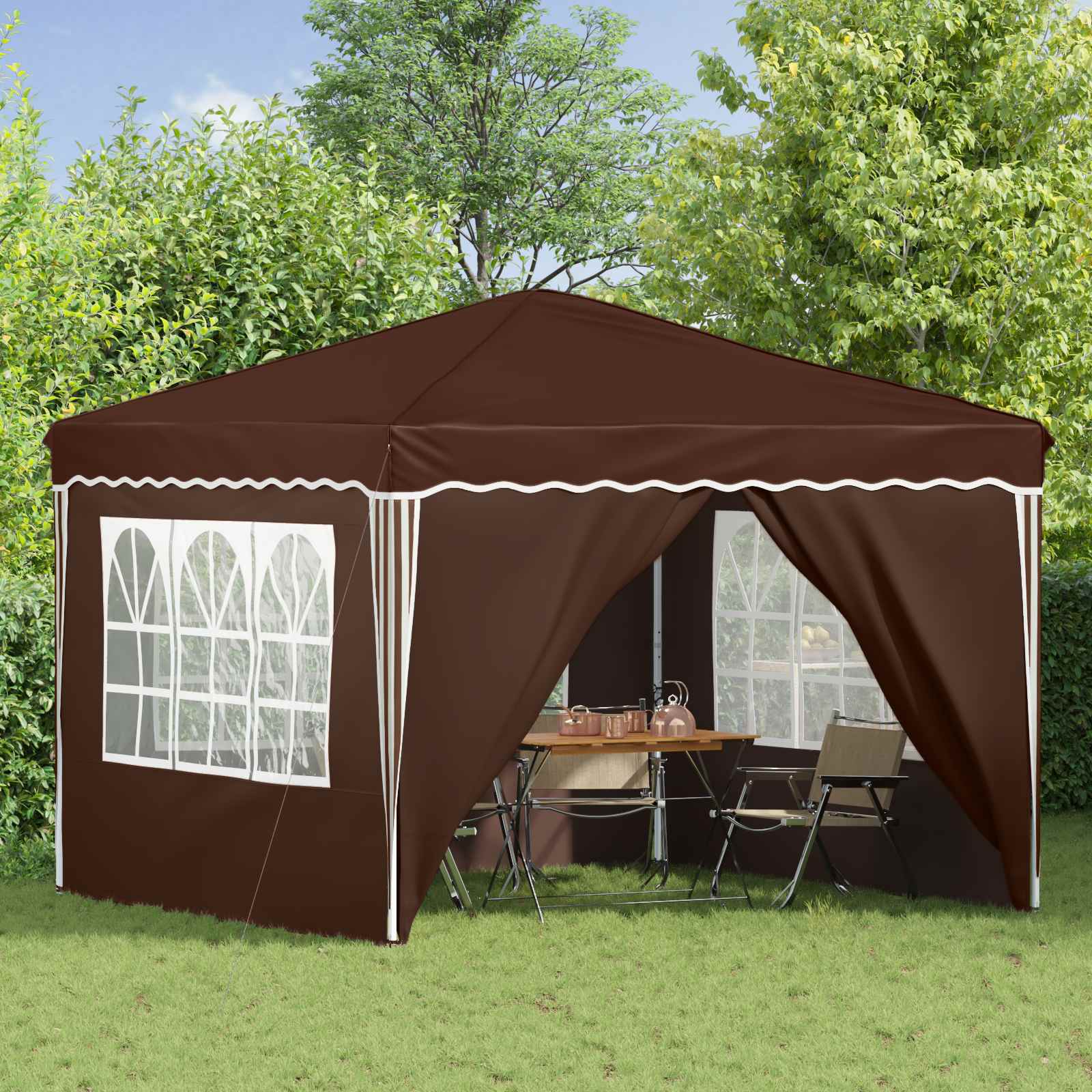 Pop-up Partyzelt 288 x 288 x 245 cm Creme Oxford-Stoff