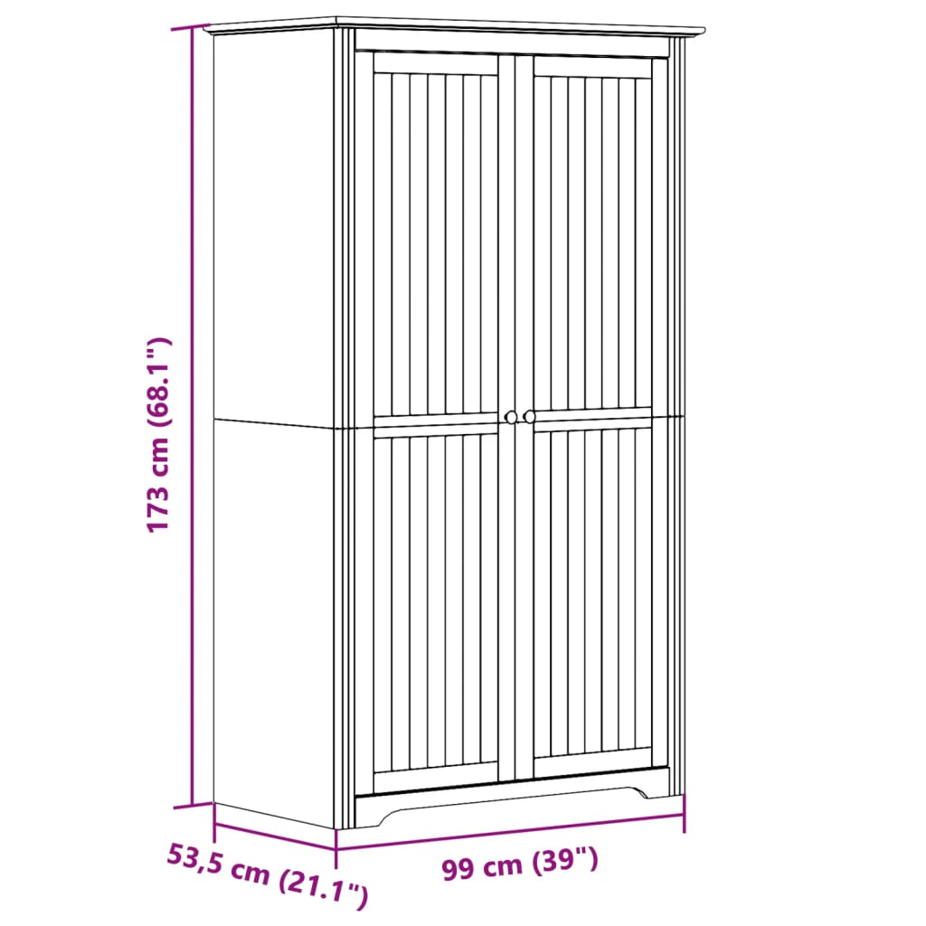 Kleiderschrank BODO Honigbraun 53,5 x 99 x 173 cm Holzwerkstoff