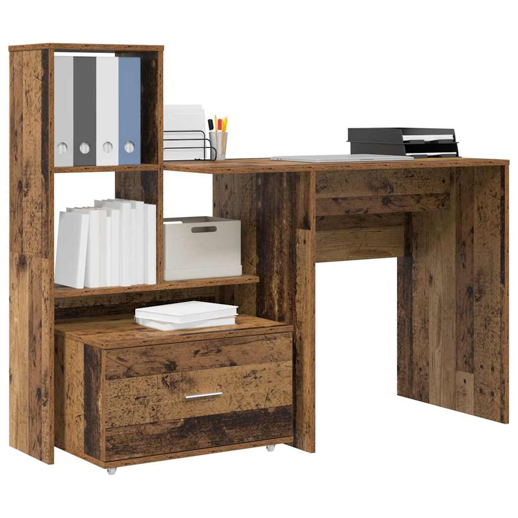 Schreibtisch mit Regal Weiß 131,5 x 50 x 106,5 cm Holzwerkstoff