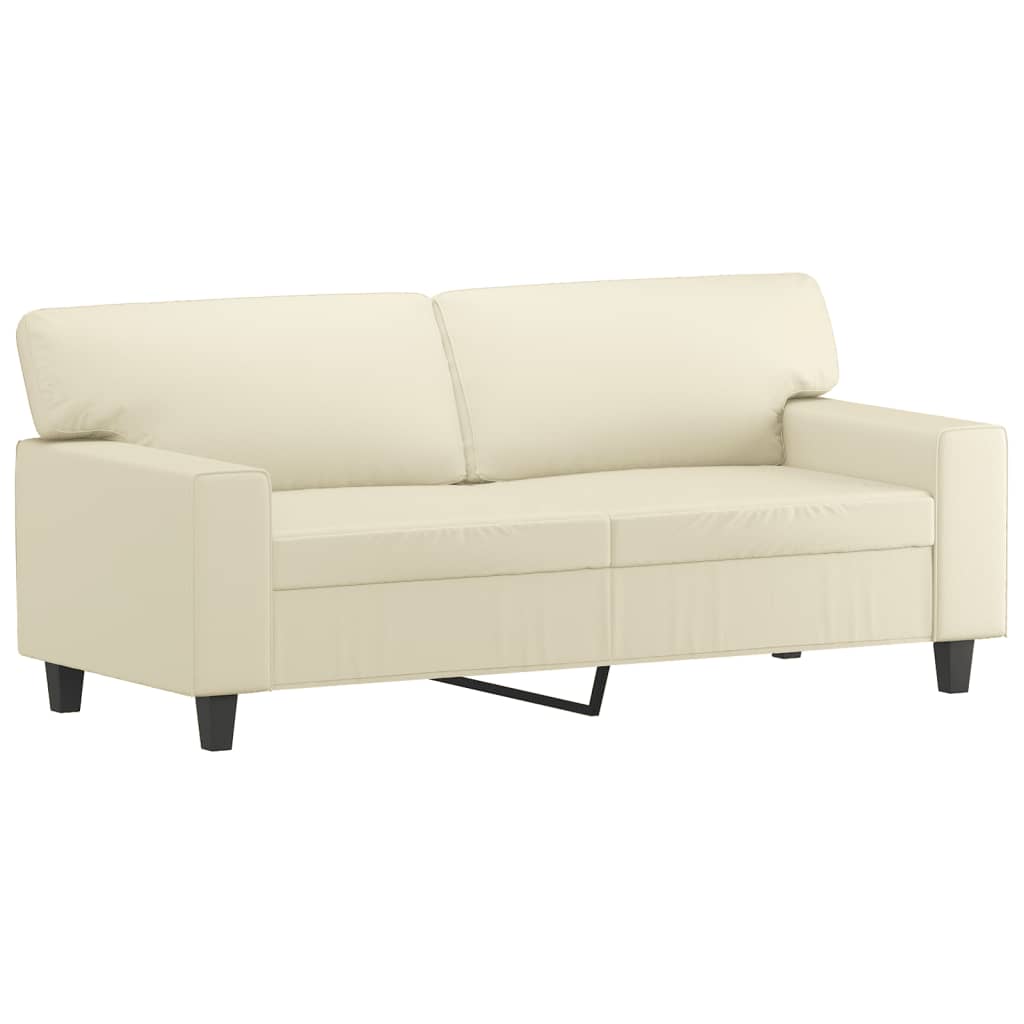 2-Sitzer-Sofa mit Zierkissen Creme 120 cm Kunstleder