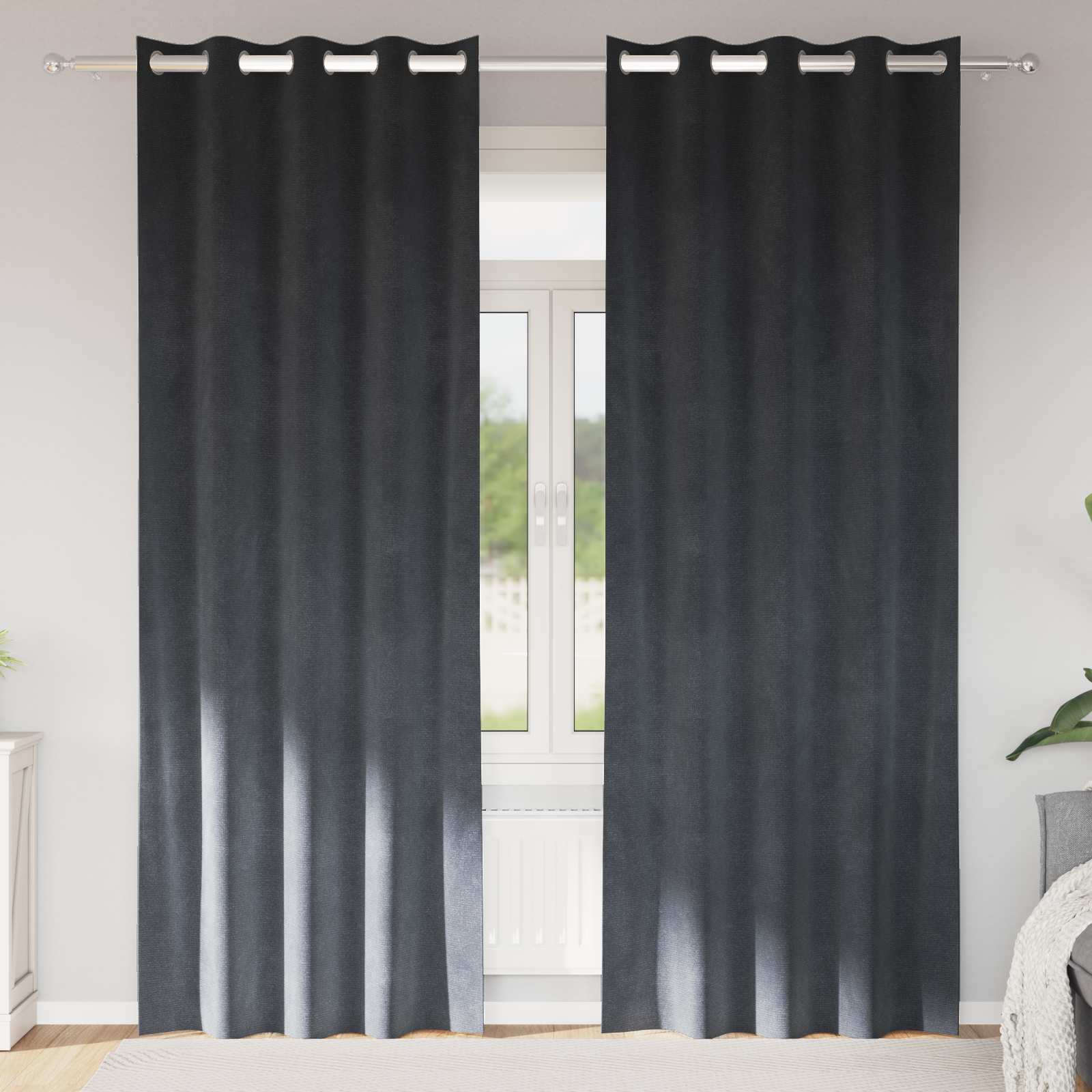 Verdunkelungsvorhänge 2 pcs Schwarz 140 x 140 cm Samt
