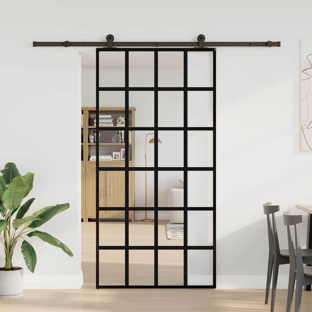 Schiebetür mit Beschlag 76x205 cm ESG-Glas & Aluminium