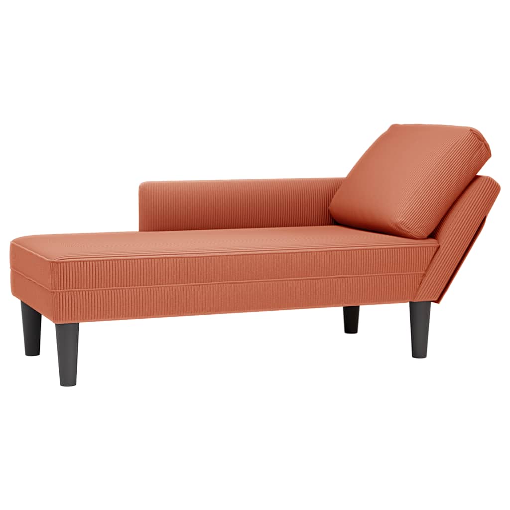 Chaiselongue mit Kissen Hellgrau Cordstoff