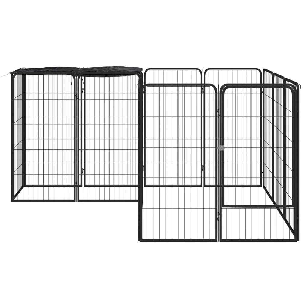6-tlg. Hundelaufstall Schwarz 50x100cm Stahl Pulverbeschichtung