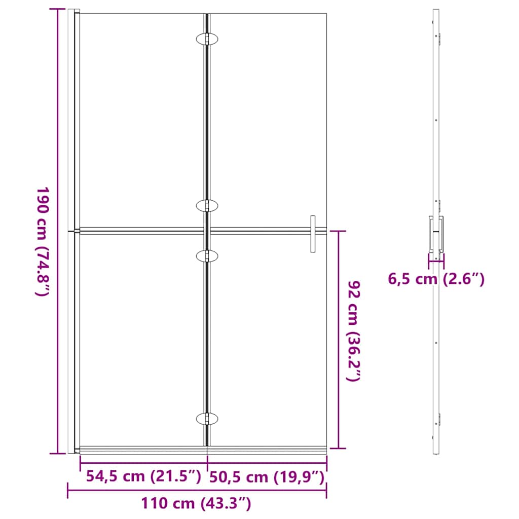 Faltbare begehbare Duschwand Transparentes ESG Glas 70x190 cm