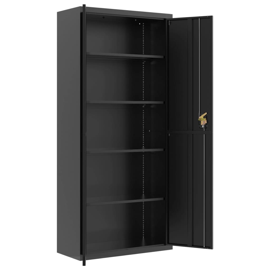 Aktenschrank mit 2 Türen Grau 90 cm Stahl