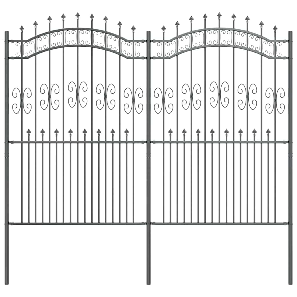 Gartenzaun KAMPEN mit Speerspitze Schwarz 240 x 75 cm Stahl