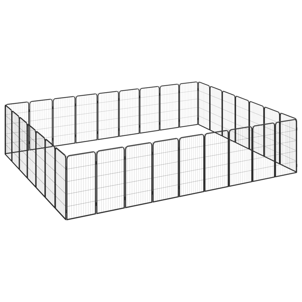 4-tlg. Hundelaufstall Schwarz 50x100cm Stahl Pulverbeschichtung