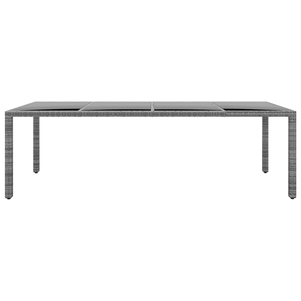 Gartentisch 250x100x75 cm Hartglas und Poly Rattan Schwarz