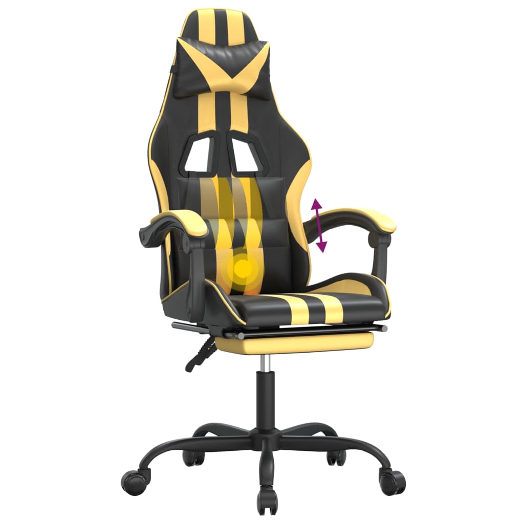 Gaming-Stuhl Drehbar Schwarz und Blau Kunstleder