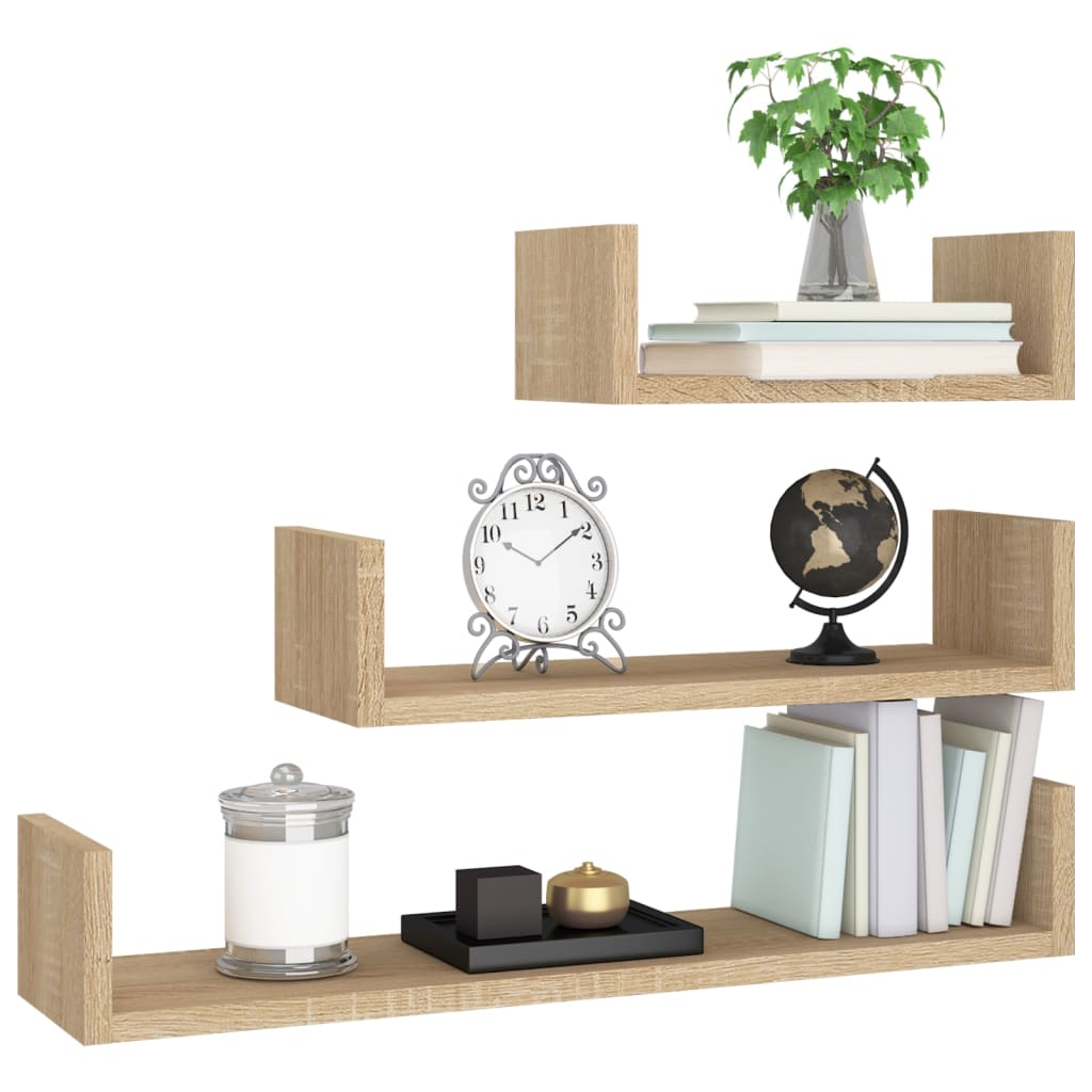 Wandregal 3 Stk. Weiß Holzwerkstoff