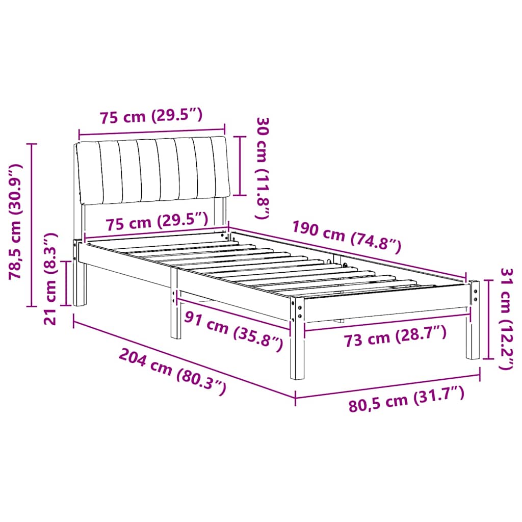 Bettgestell Braun und hellgrau 200 x 200 cm Massivholz Kiefer