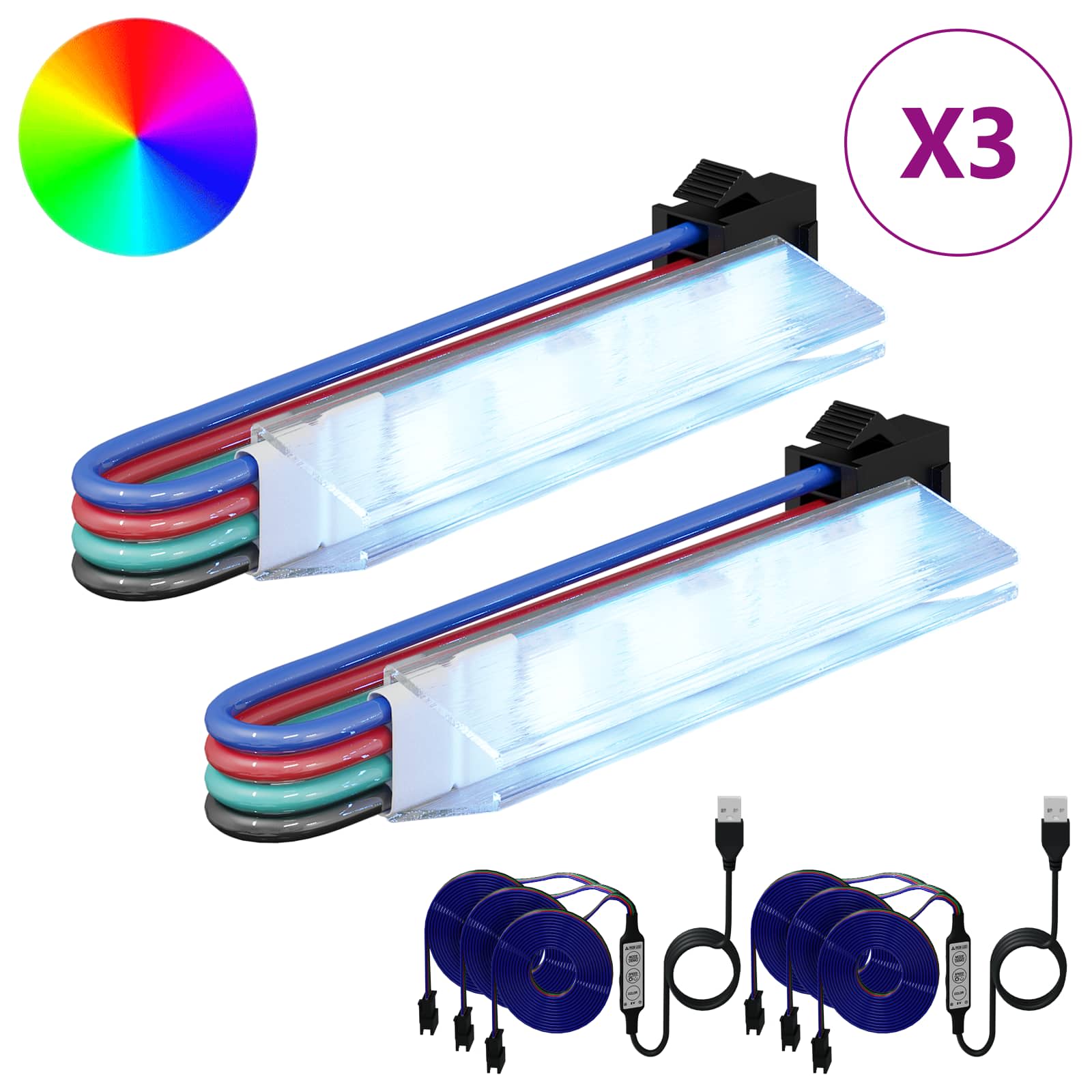 LED Streifen 2 pcs Schwarz und Weiß 1745 mm