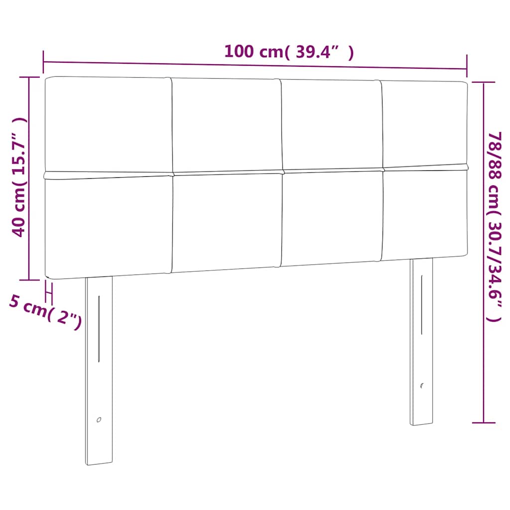 Kopfteil Hellgrau 80x5x118/128 cm Samt