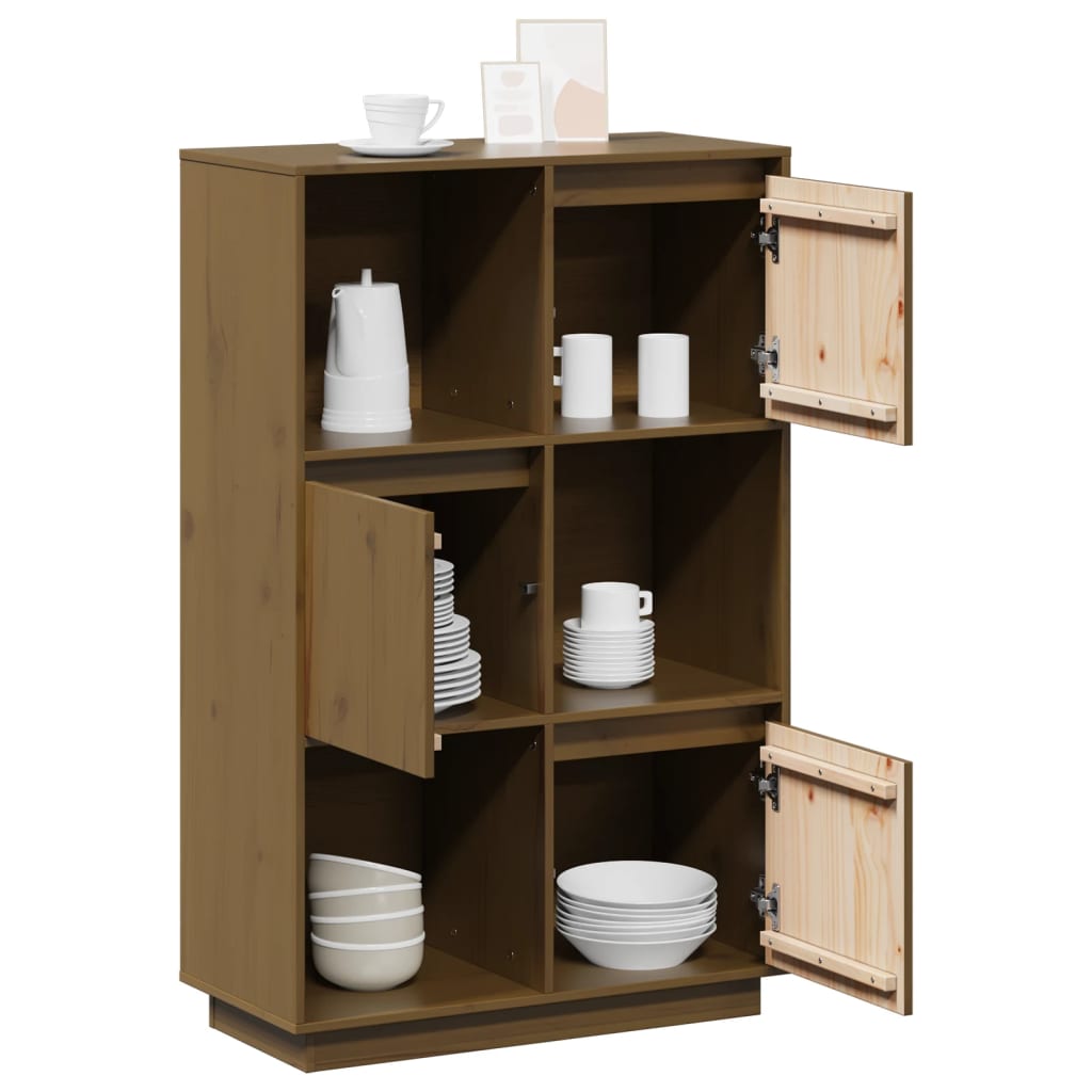 Highboard 74x35x117 cm Massivholz Kiefer