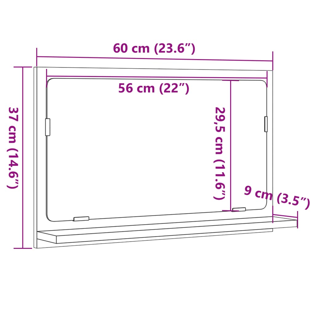 Badspiegel Weiß 40x10,5x37 cm Holzwerkstoff