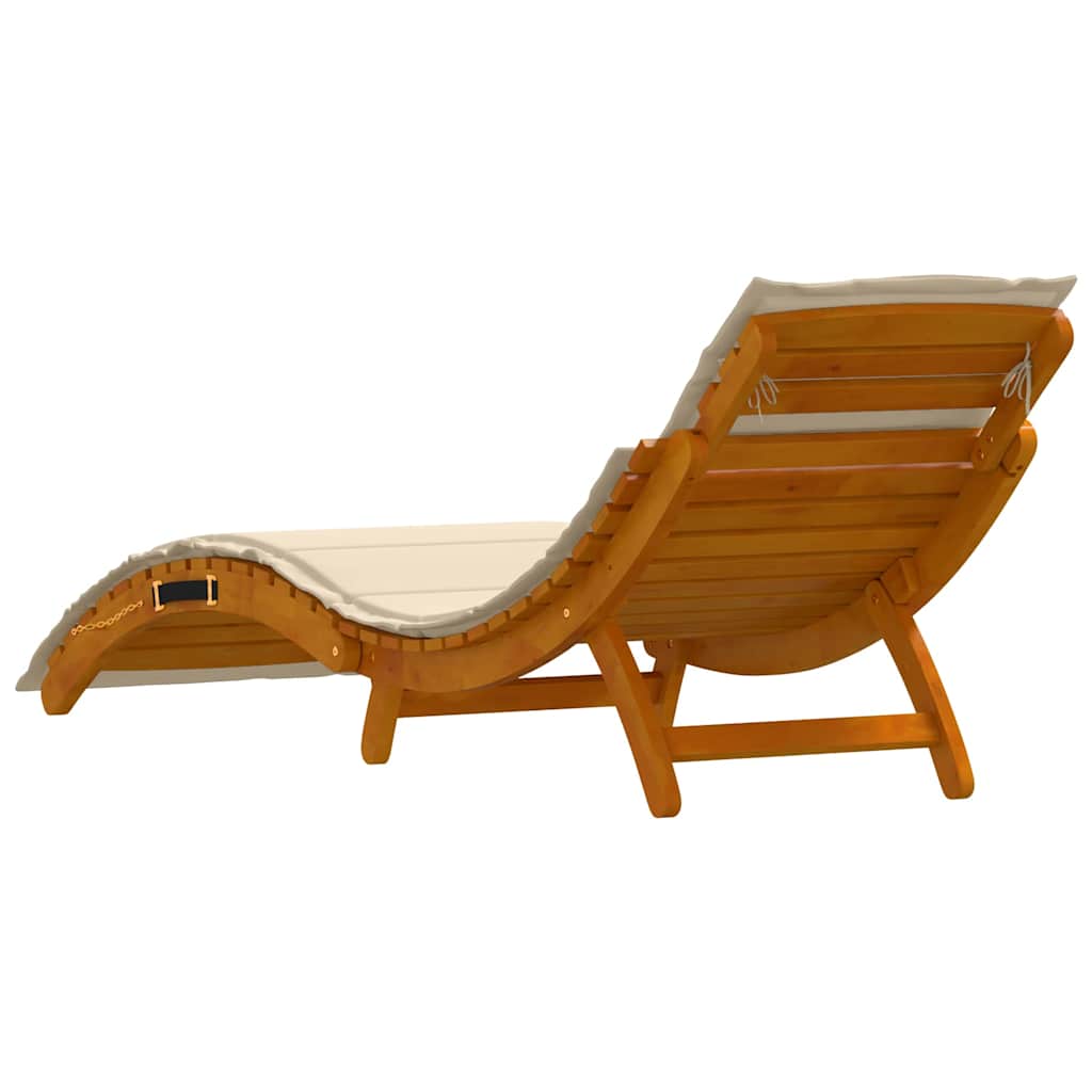 Sonnenliege mit Auflage Beige Massivholz Akazie