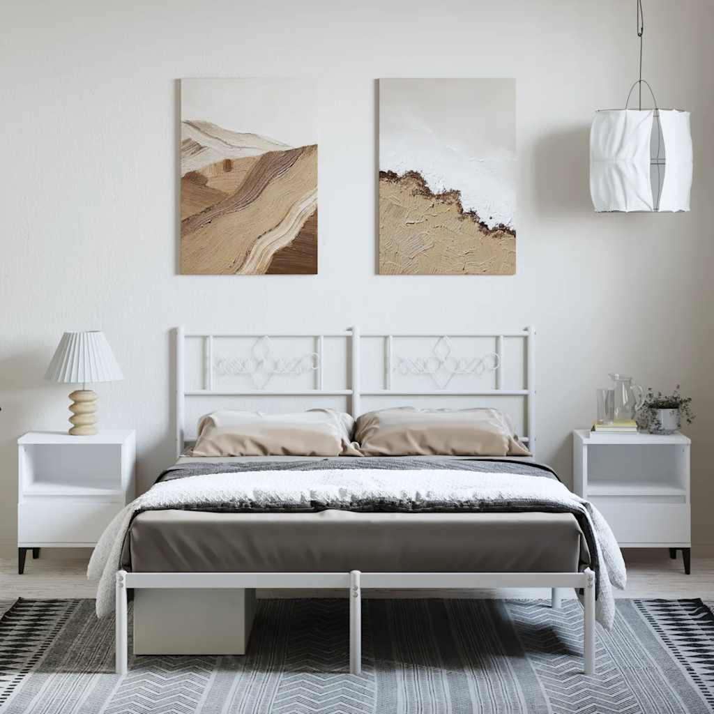 Bettgestell mit Kopfteil Metall Schwarz 100x190 cm