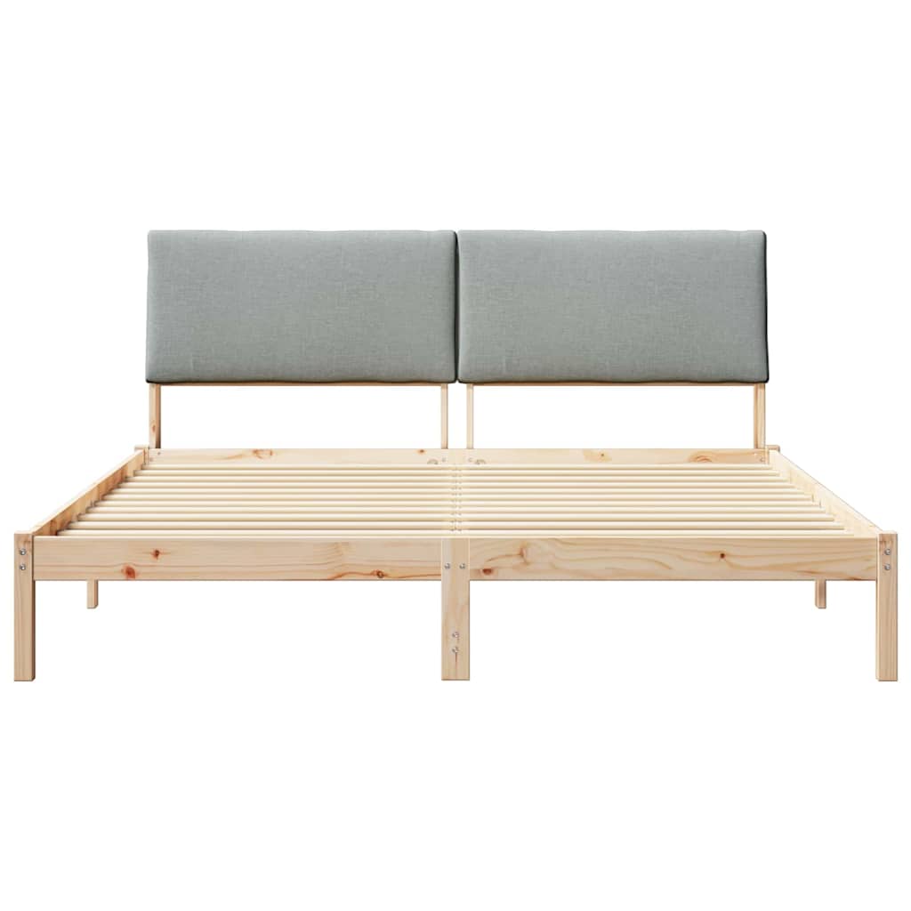 Bettgestell Braun und hellgrau 200 x 200 cm Massivholz Kiefer