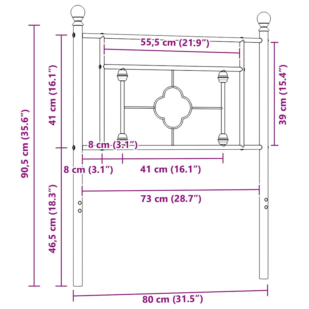Ersatz-Kopfteil Metall Schwarz 100 cm