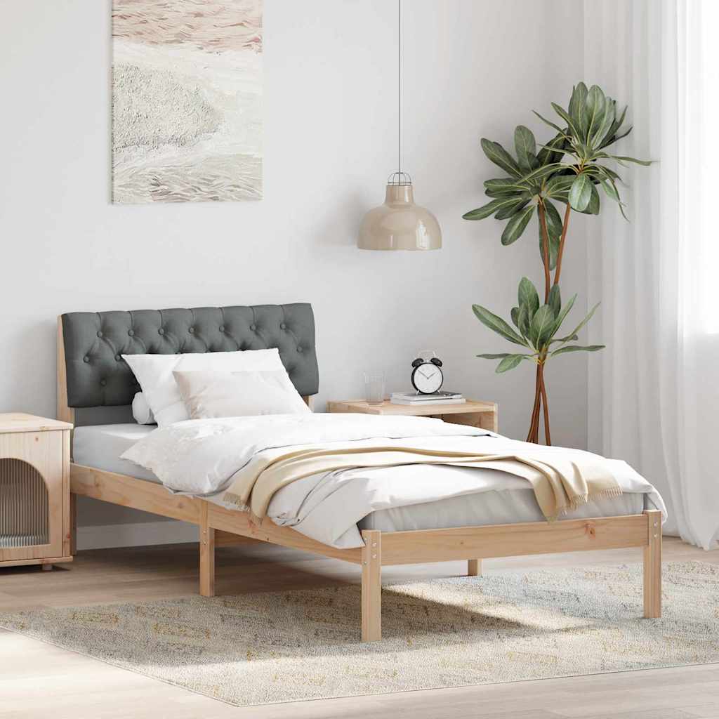 Bettgestell Braun und hellgrau 200 x 200 cm Massivholz Kiefer