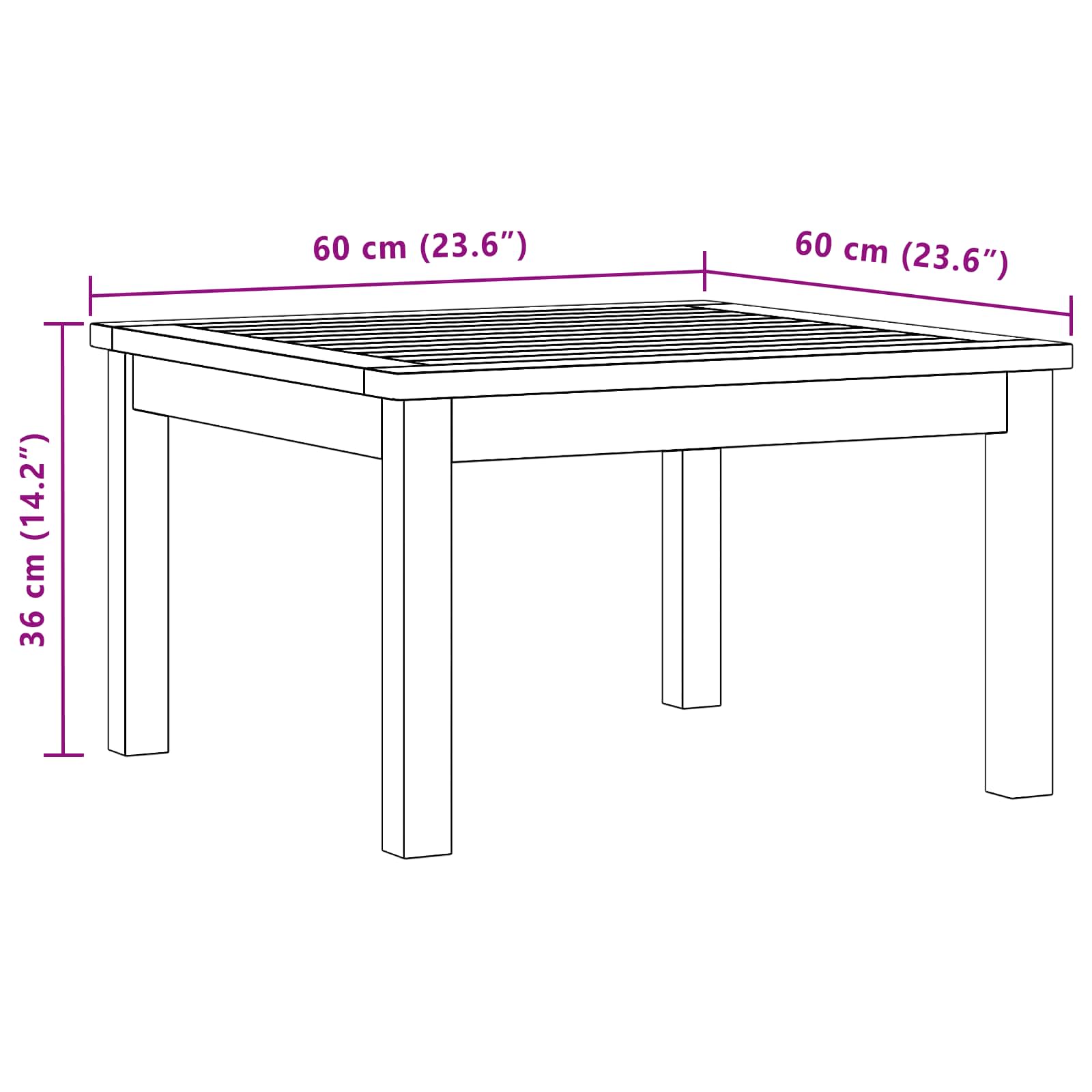 Couchtisch Helles Akazienholz 45 x 45 x 36 cm Massivholz Akazie