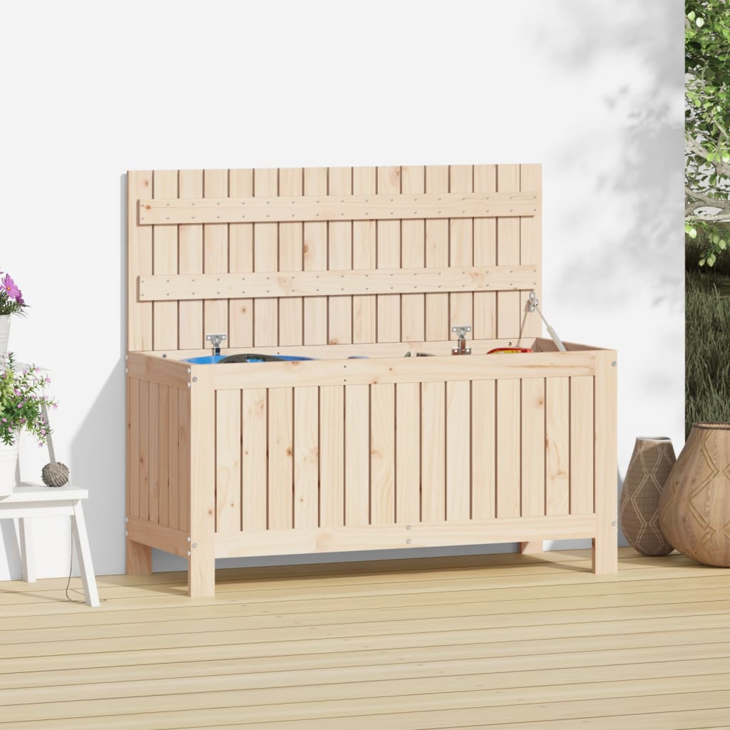 Gartentruhe Grau 76x42,5x54 cm Massivholz Kiefer