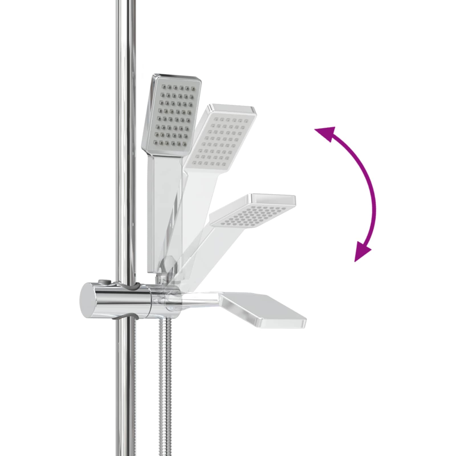 Duschsystem-Set Chrom 70 cm Edelstahl