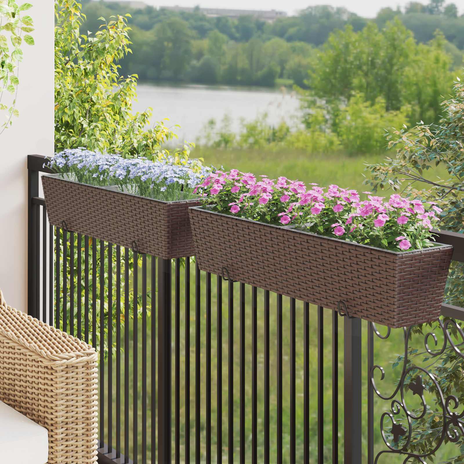 Balkon 2 pcs Schwarz 50 x 17 x 17 cm Metall