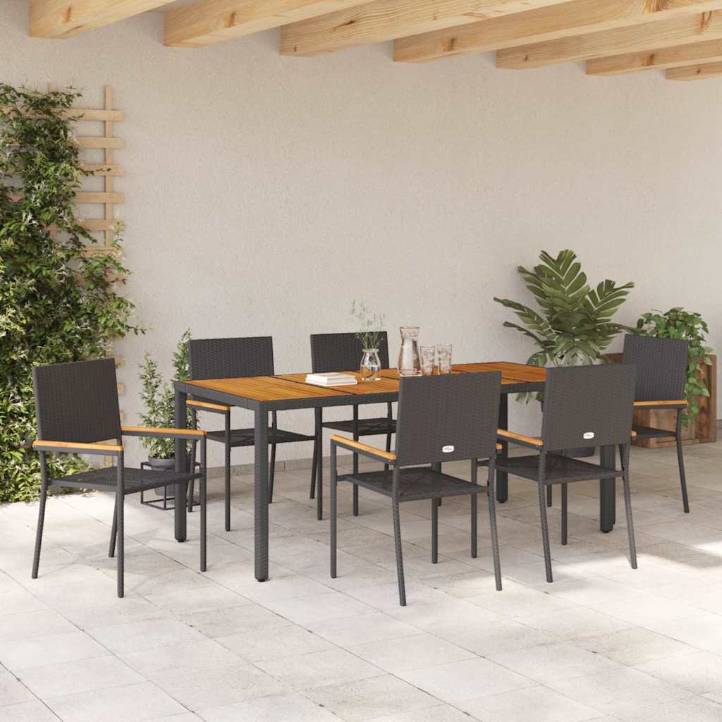 Garten Essgruppe 3 pcs Schwarz Poly-Rattan