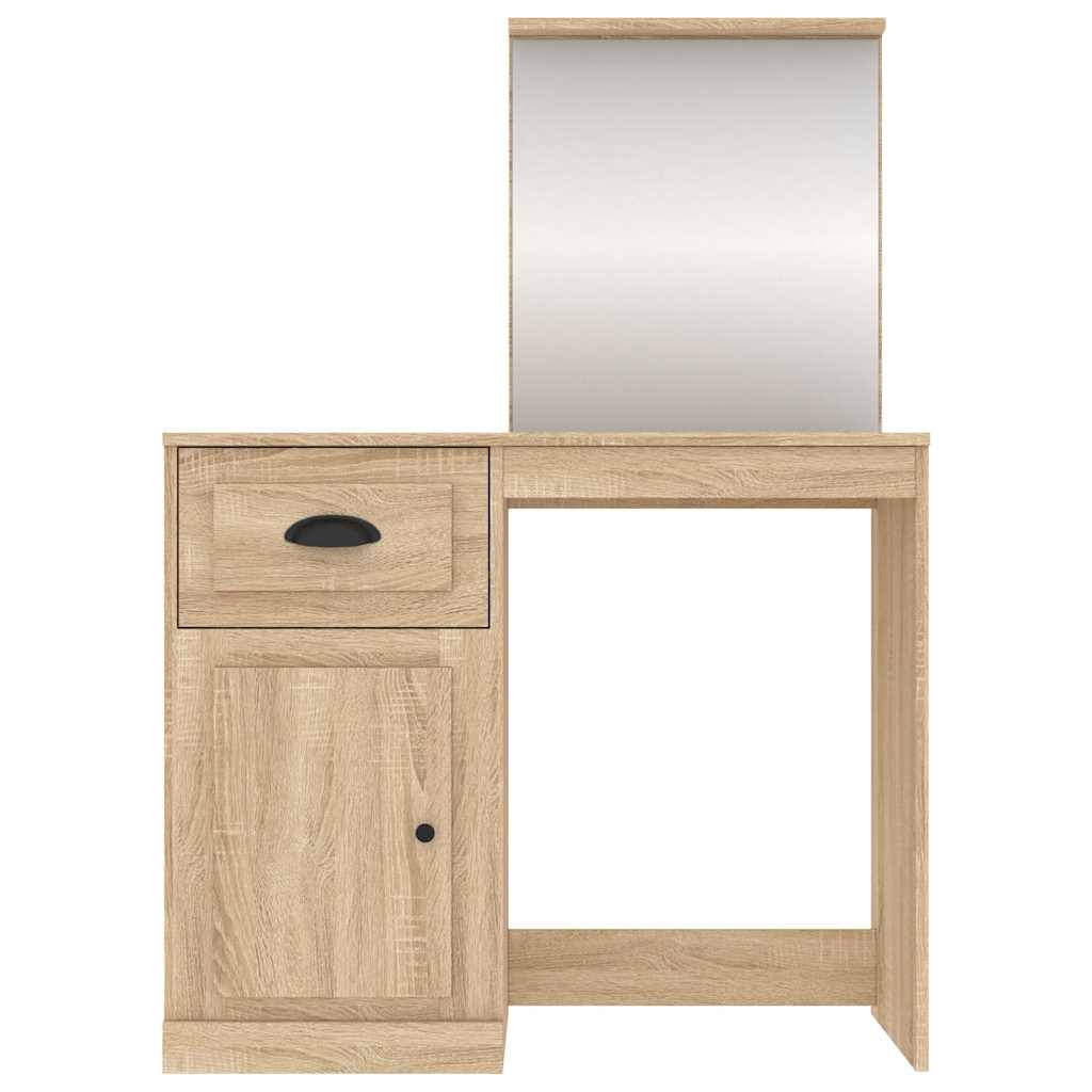 Schminktisch mit Spiegel Weiß 90x50x132,5 cm Holzwerkstoff