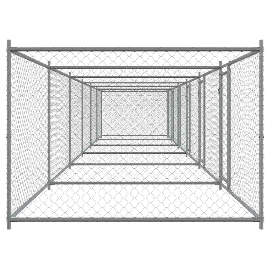Hundezwinger mit Tür Grau 2x2x1,5 m Verzinkter Stahl