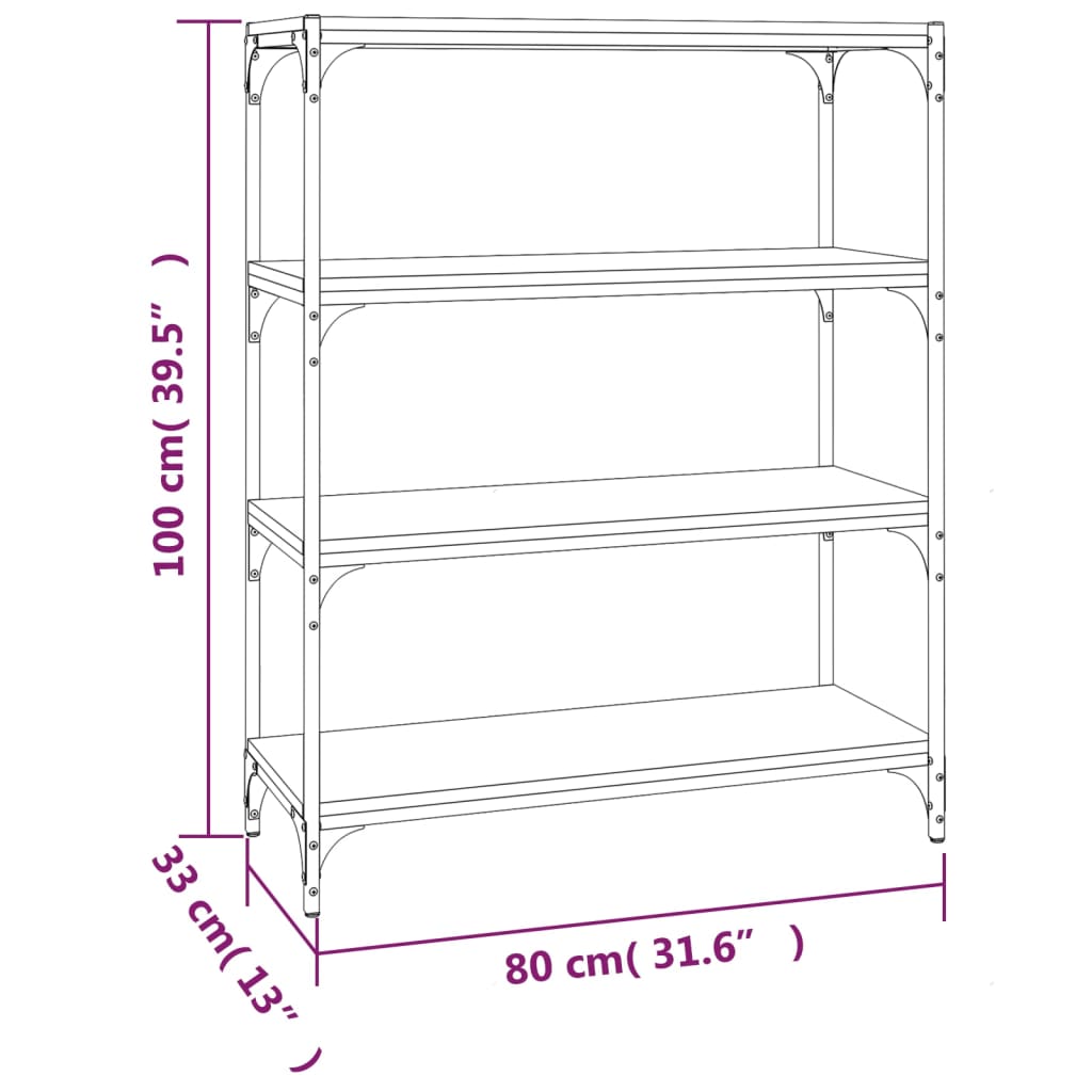 Bücherregal Schwarz 40x33x70,5 cm Holzwerkstoff und Stahl
