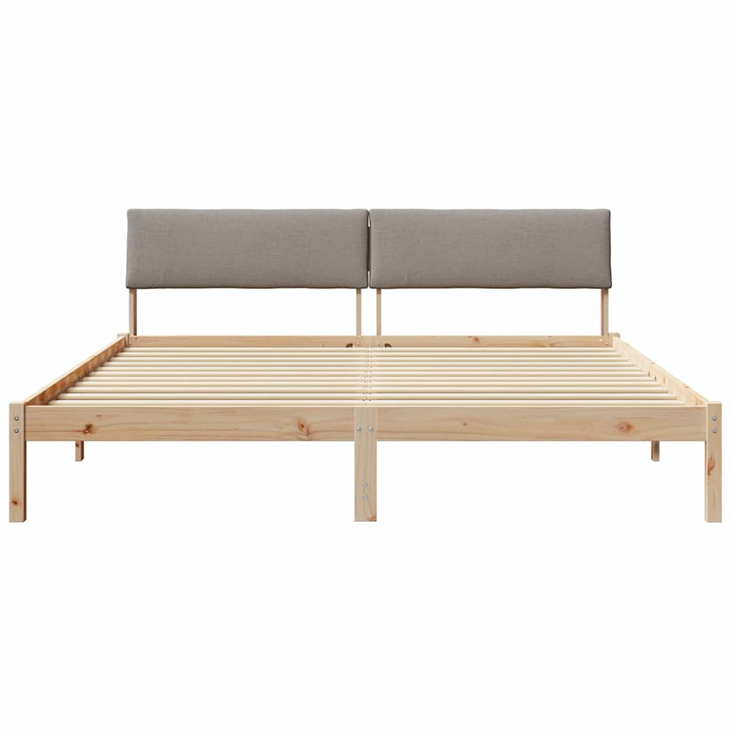 Bettgestell Braun und hellgrau 200 x 200 cm Massivholz Kiefer