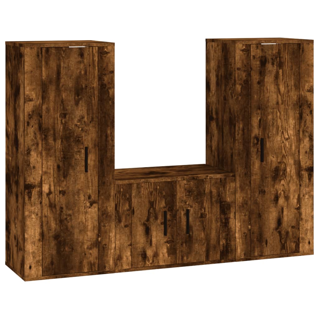 3-tlg. TV-Schrank-Set Weiß Holzwerkstoff