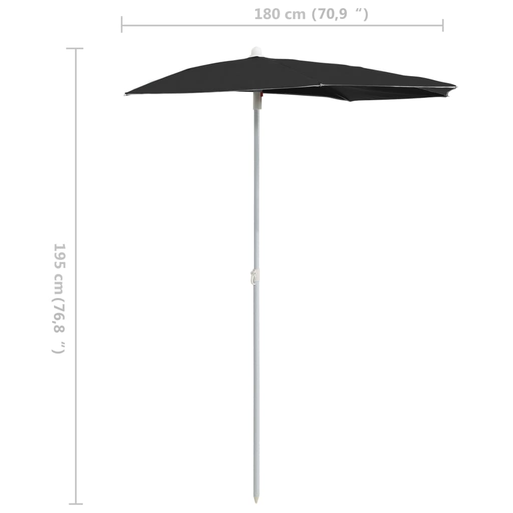 Halb-Sonnenschirm mit Mast 180x90 cm Anthrazit
