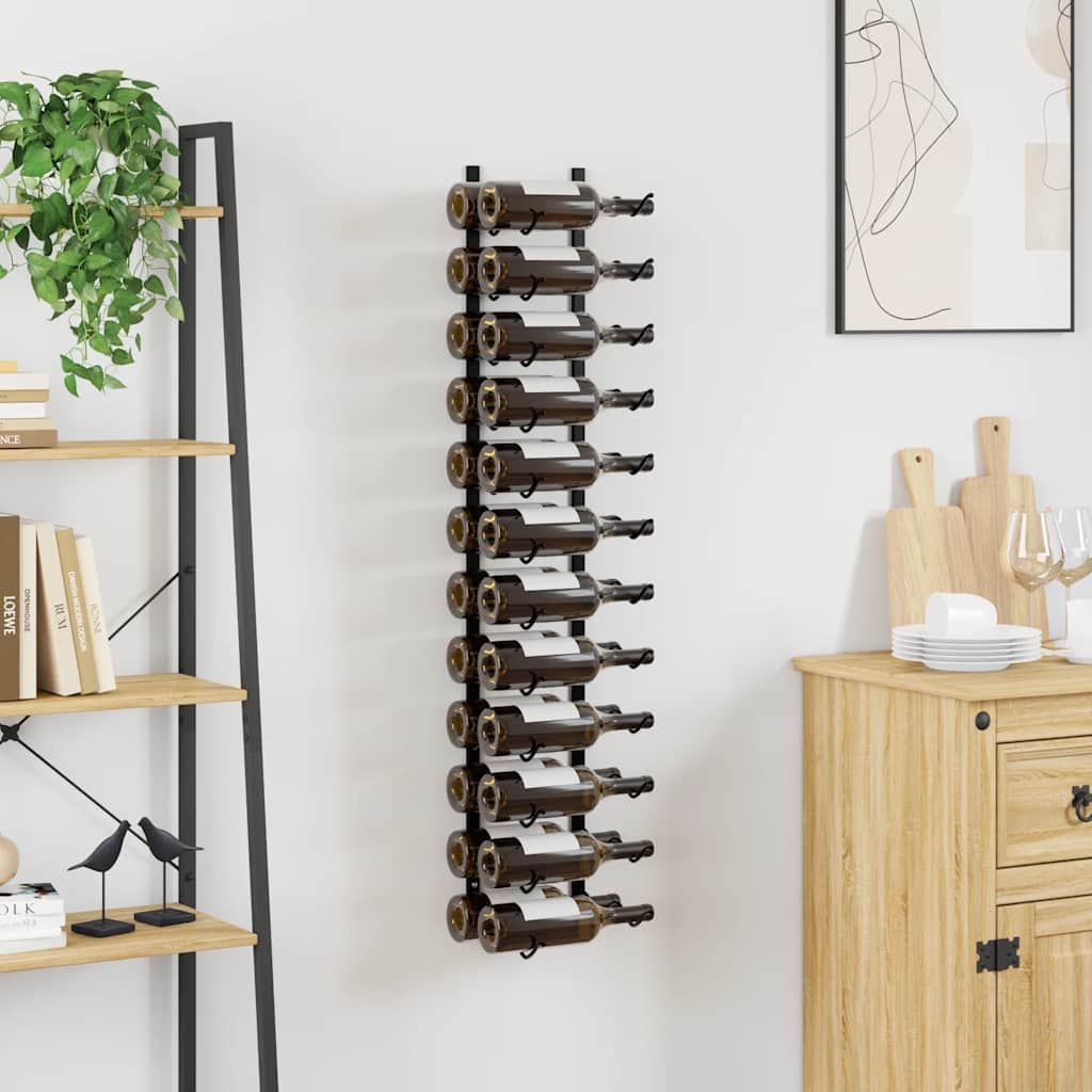 Wand-Weinregal für 24 Flaschen Schwarz Eisen