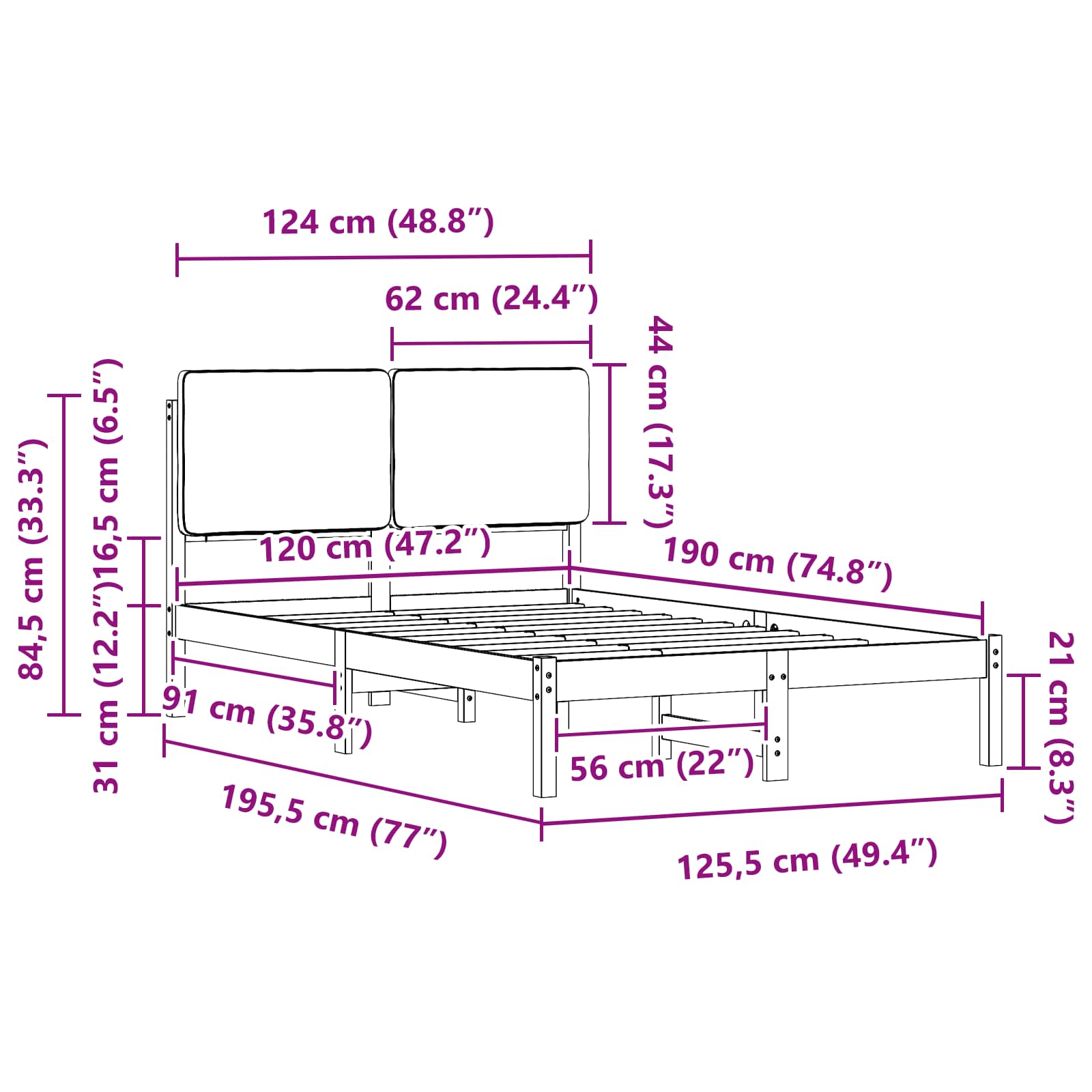 Bettgestell mit gepolstertem Kopfteil Hellgrau 200 x 200 cm