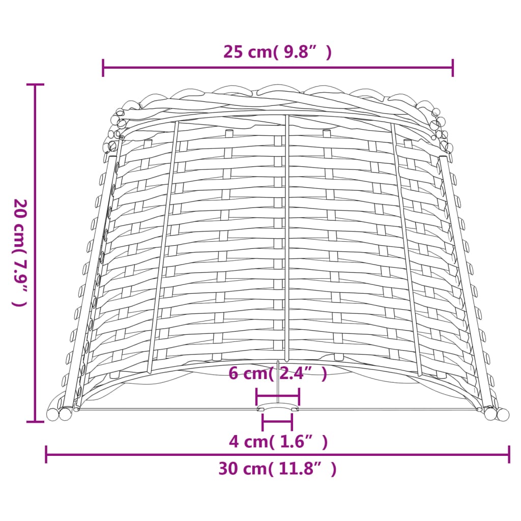 Lampenschirm Weiß Ø15x12 cm Korbweide