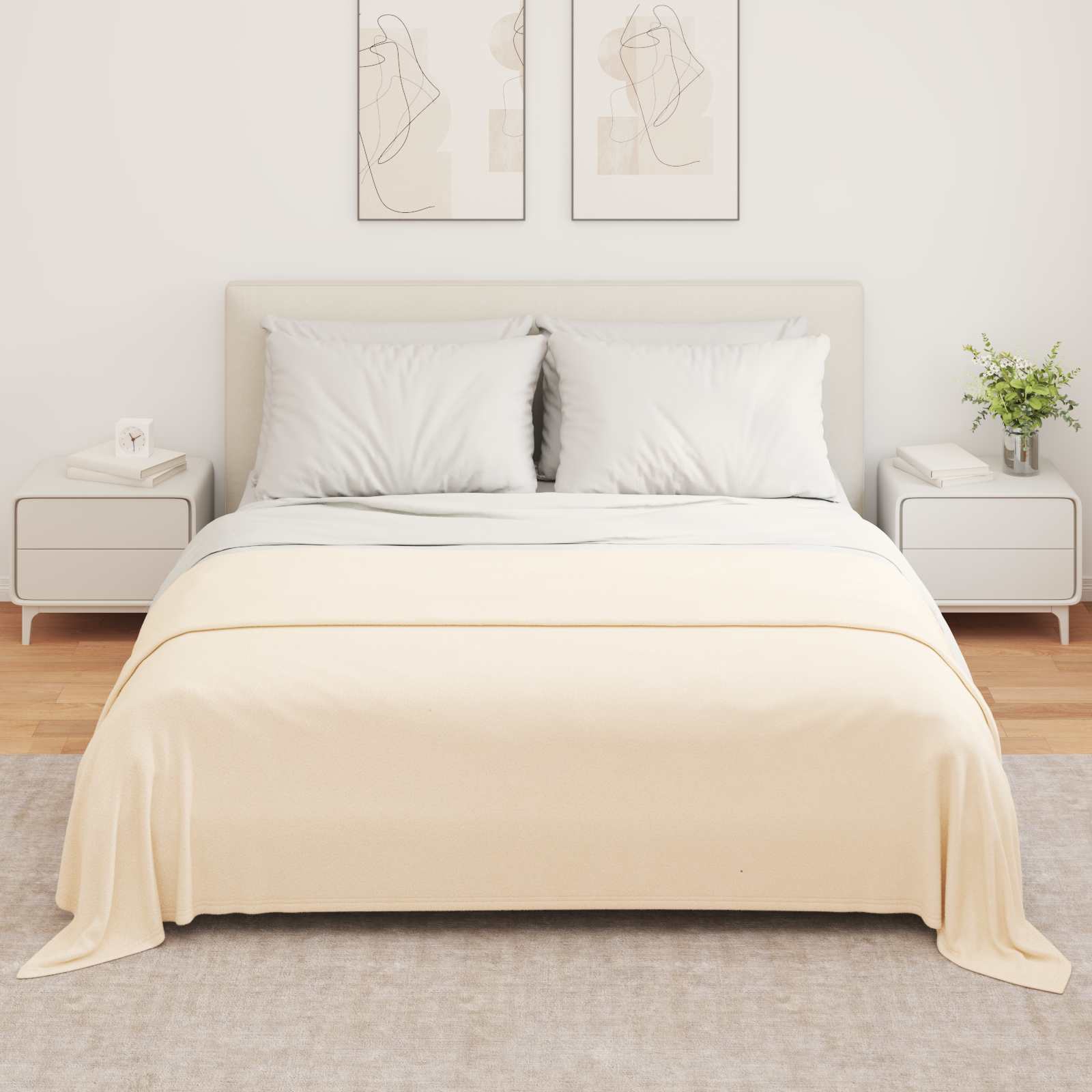 Überwurfdecke Creme 210 x 140 cm Fleece