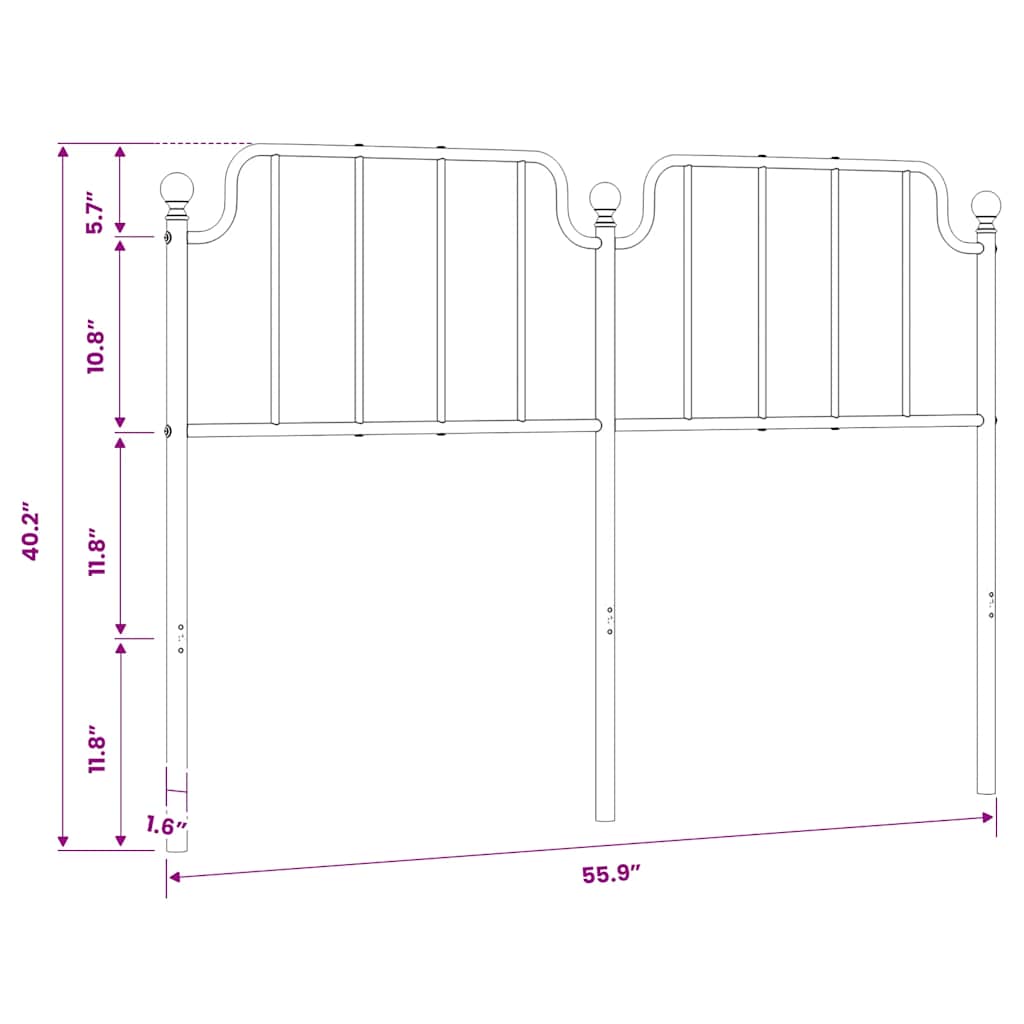 Ersatz-Kopfteil Metall Schwarz 135 cm