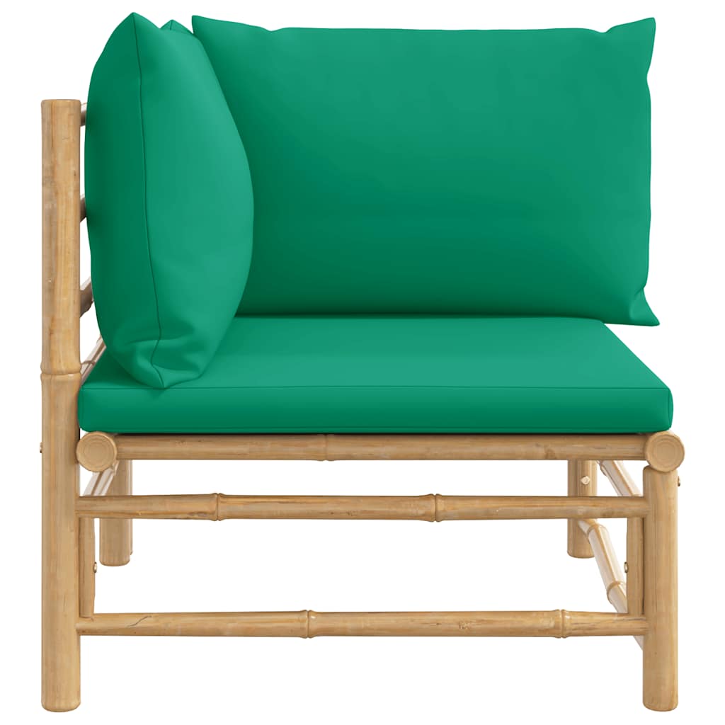 3-tlg. Garten-Lounge-Set mit Hellgrauen Kissen Bambus