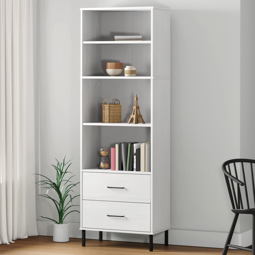 Bücherregal OSLO mit 2 Schubladen Braun 60x35x180 cm Massivholz