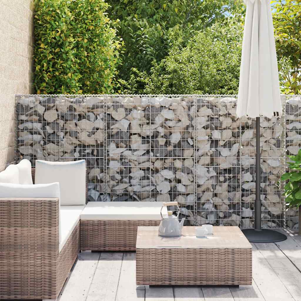 Gabionenwand mit Abdeckung Verzinkter Stahl 20×20×100 cm