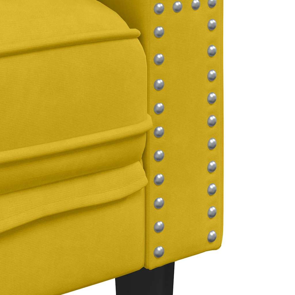 3-tlg. Chesterfield-Sofa-Set mit Nackenrollen Hellgrau Samt