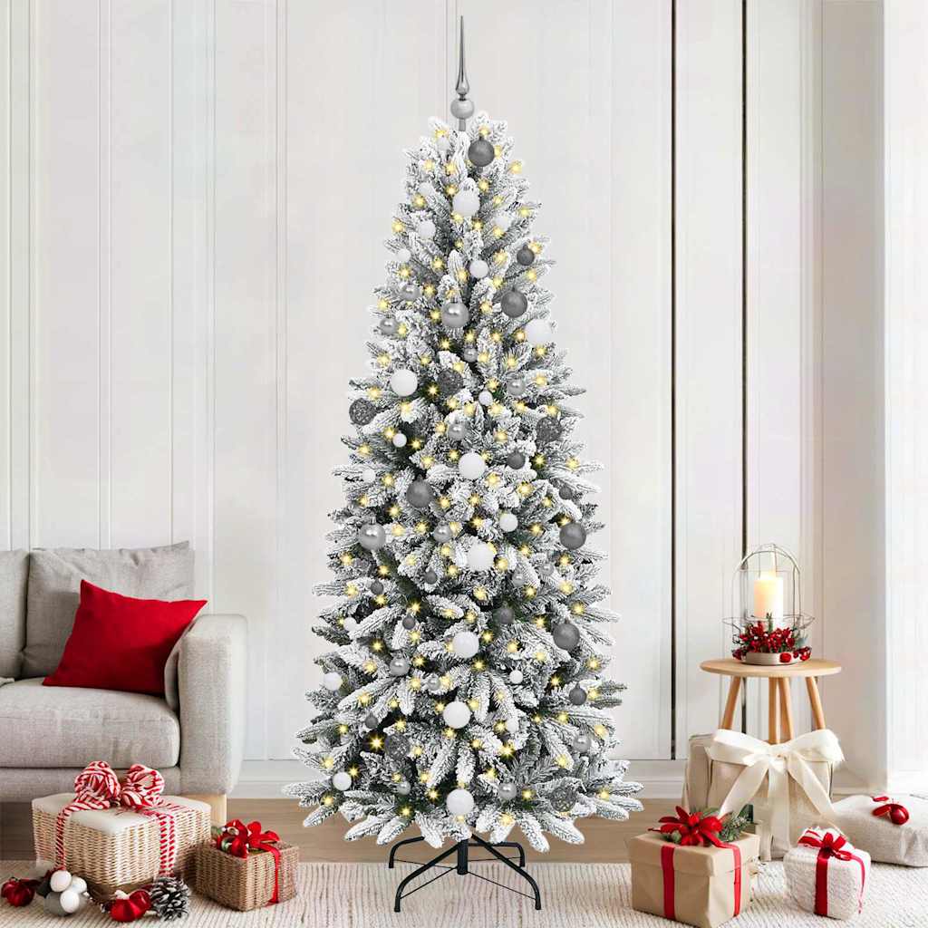 Künstlicher Weihnachtsbaum mit 150 LEDs mit Ständer Weiß 120 cm