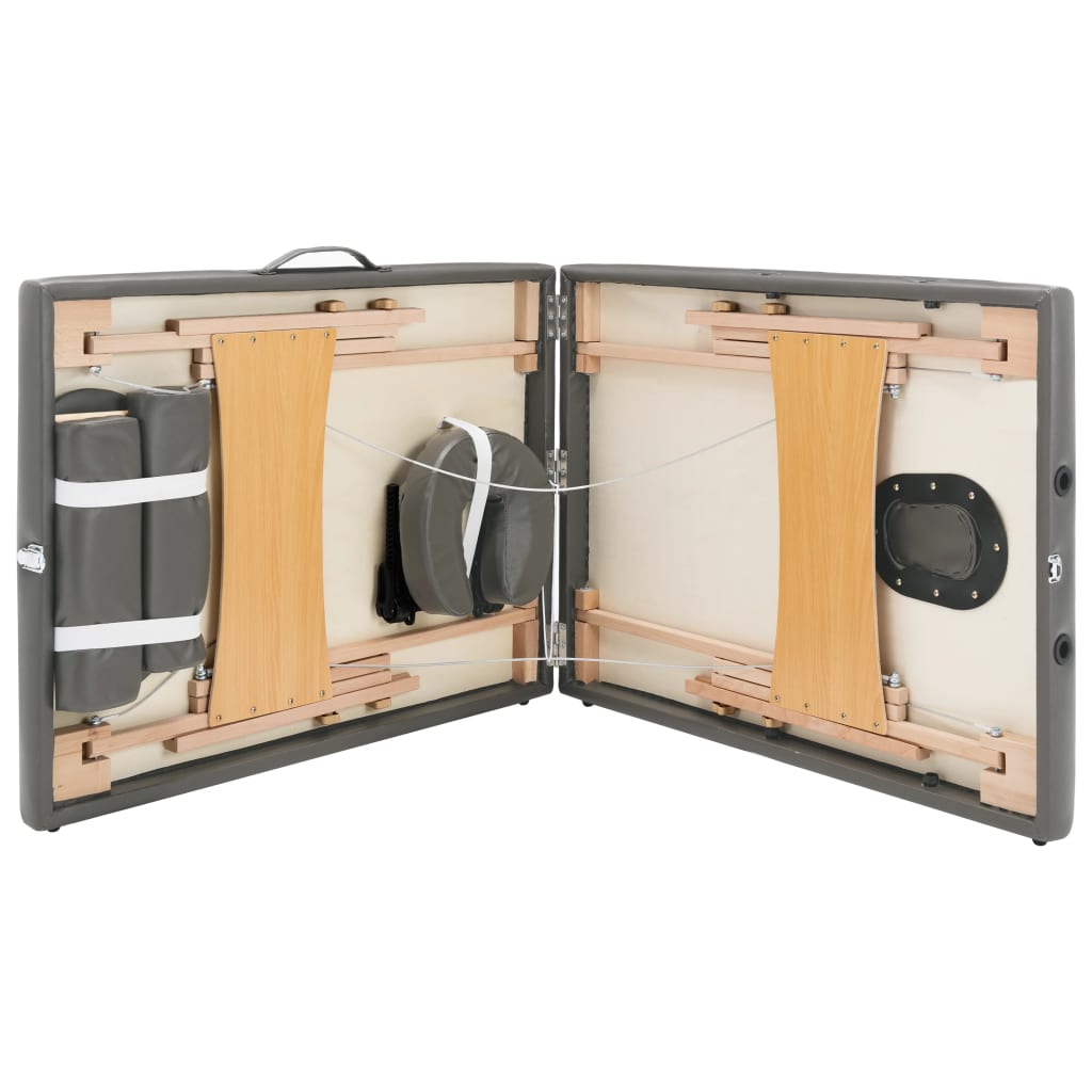 Massagetisch mit 2 Zonen Holzrahmen Anthrazit 186×68 cm