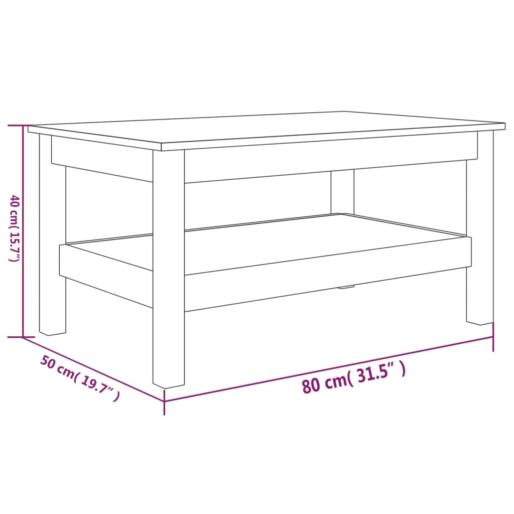 Couchtisch 45 x 45 x 40 cm Massivholz Kiefer
